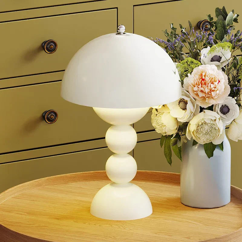 Table Lamp - Yellow Ball Base and Rounded Lampshade