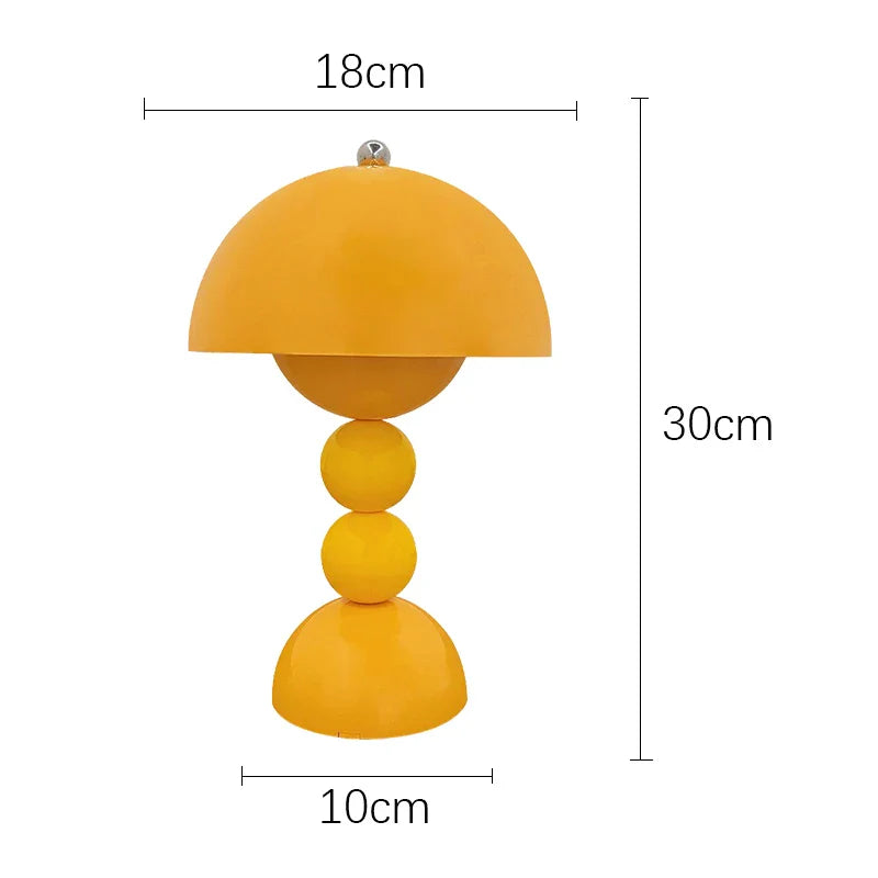 Table Lamp - Yellow Ball Base and Rounded Lampshade
