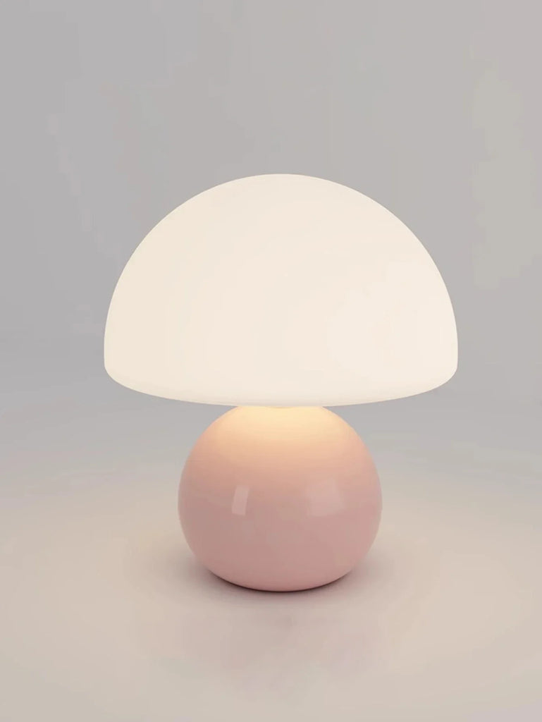 Pink Glass Mushroom Table Lamp – Soft Lighting and Elegant Style