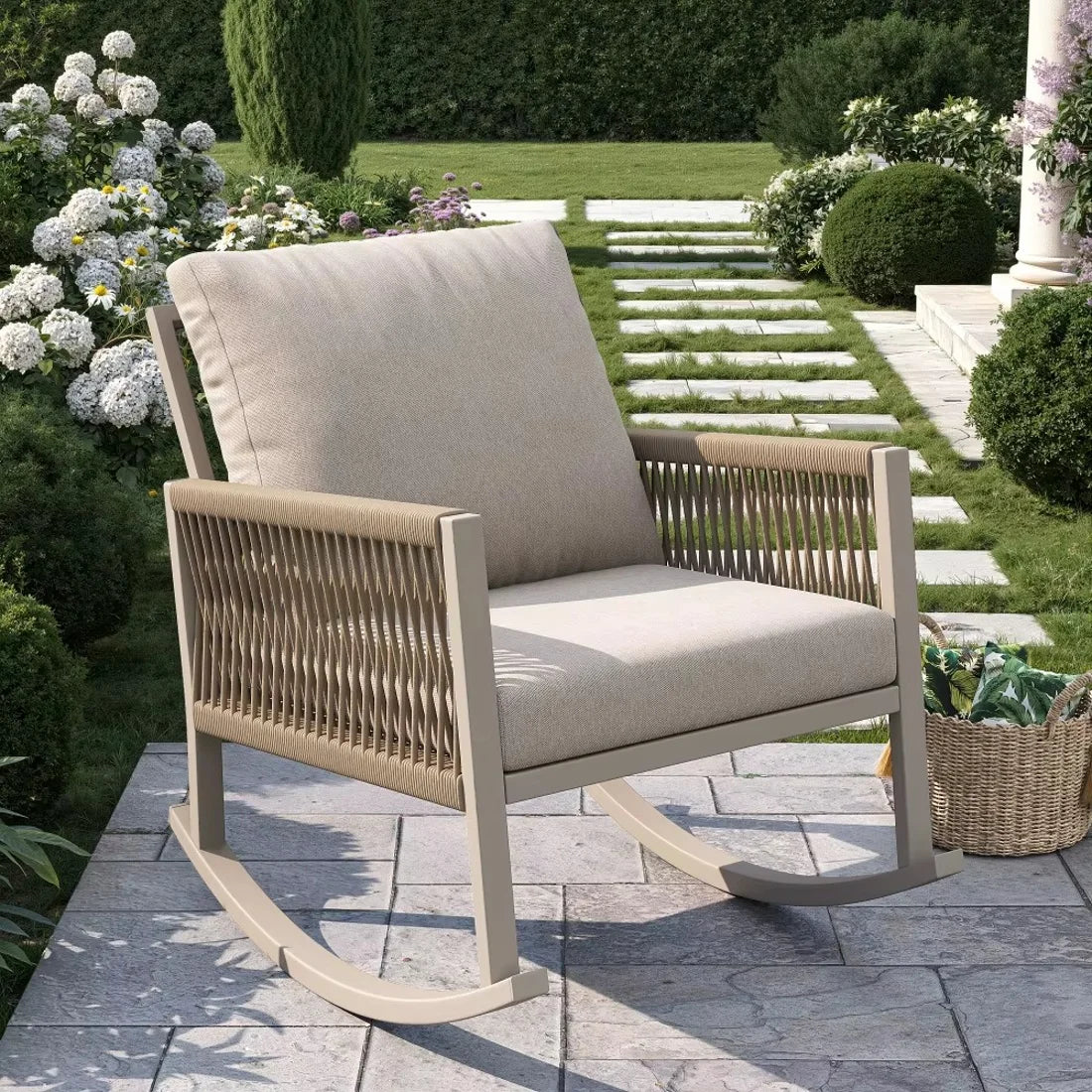 TENZO – Rocking Chair Extérieur Corde Tressée - Oscille