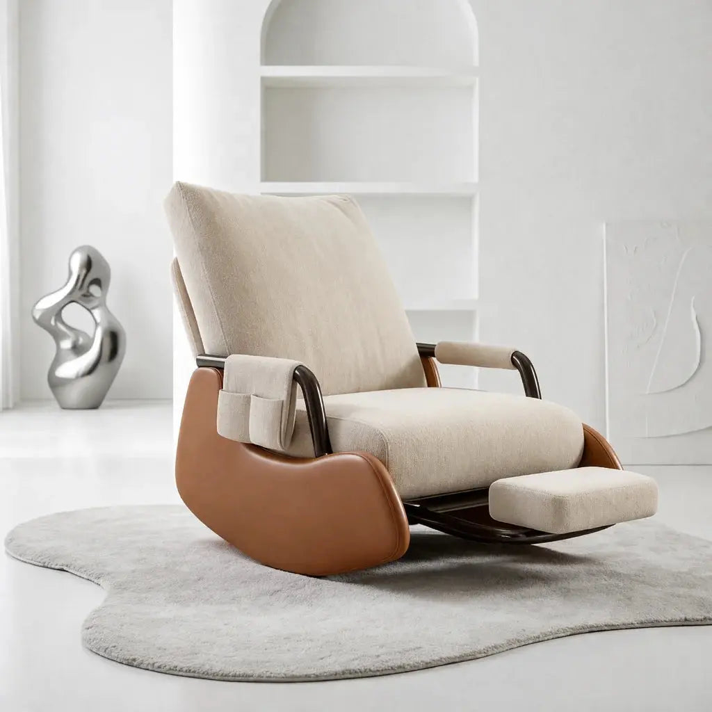Rocking Chair – VELORA – Scandinave Bois & Velours