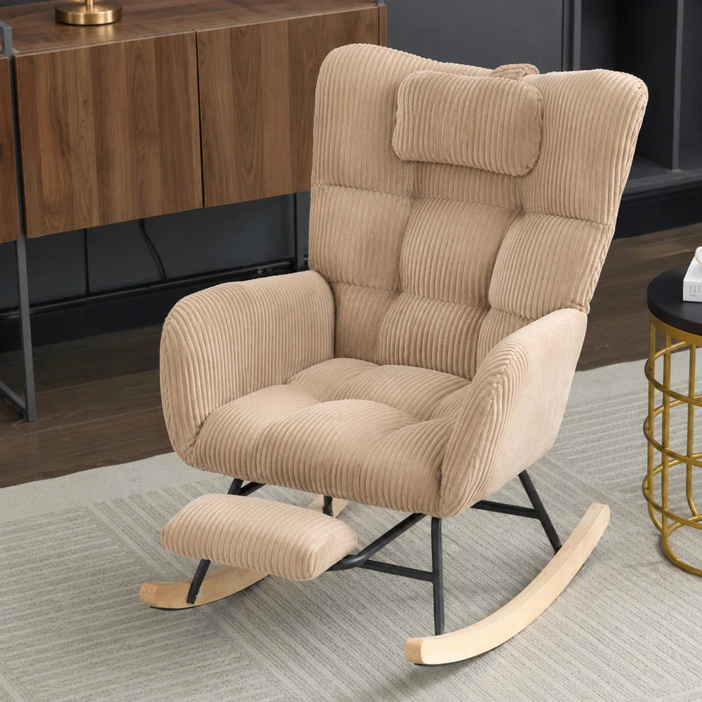 Rocking Chair - SYLVEN – Velours Enveloppant & Repose-Pieds
